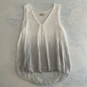 Giusy Silk Pleated V-Neck Ombre Sleeveless Tunic Blouse